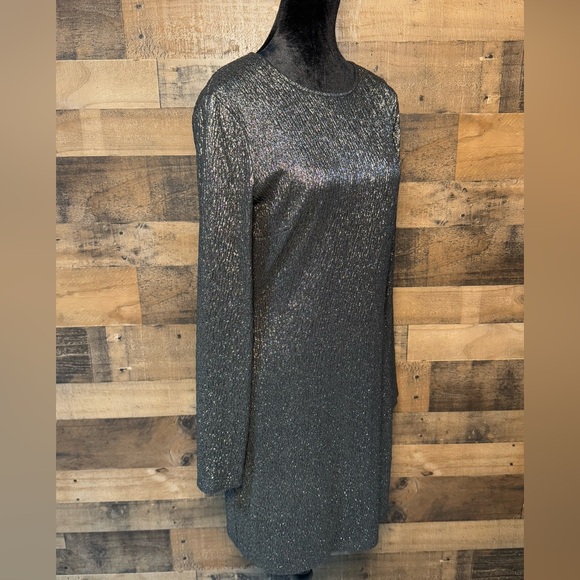 NEW NWT MK Michael Kors Metallic Jacquard Dress Black Gold Size M Medium AB 506 - Picture 5 of 13